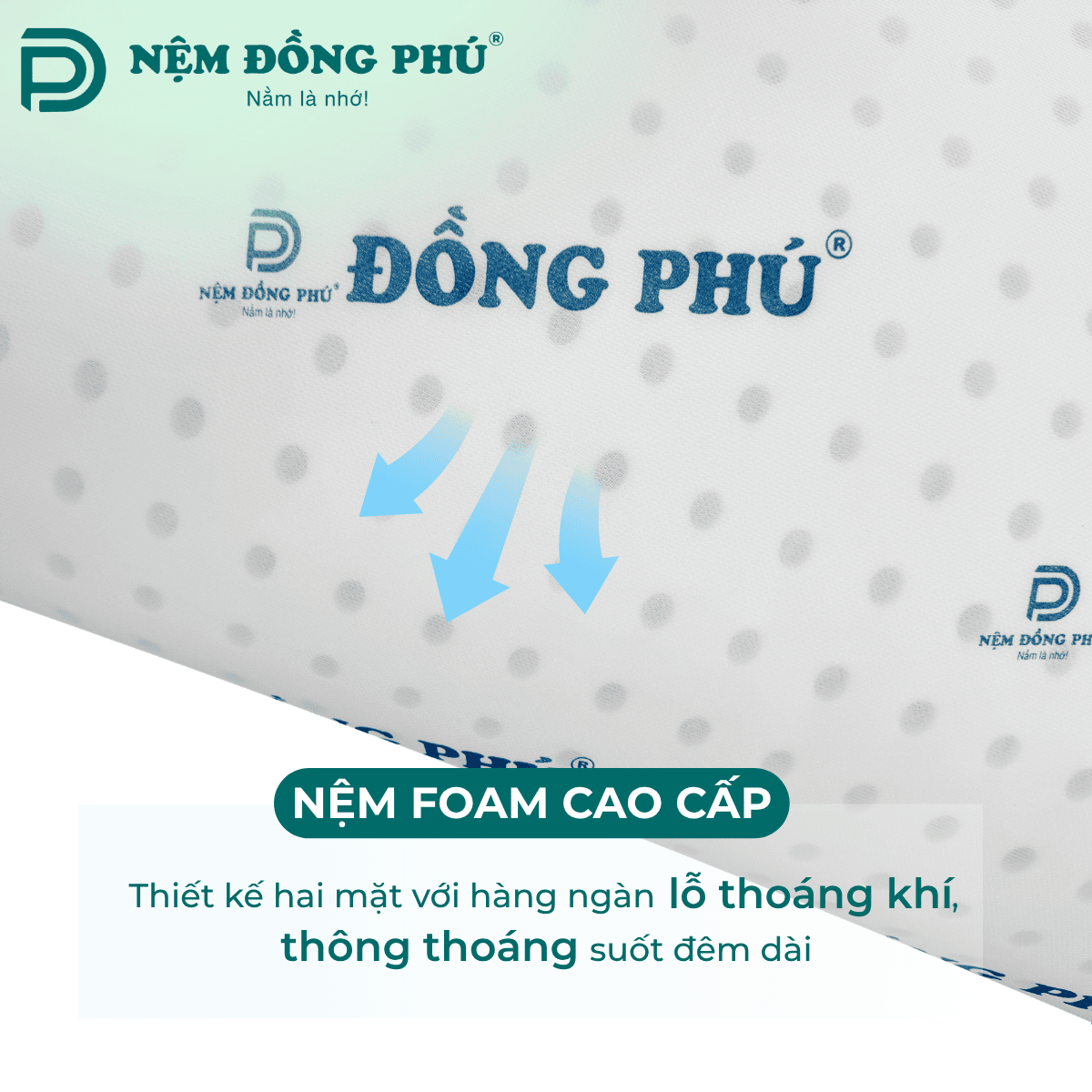 Nệm foam có cấu trúc thiết kế lỗ thông khí thoáng mát