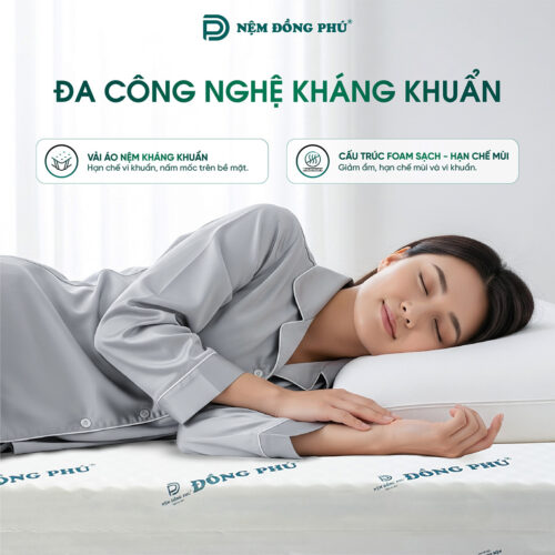 Đệm 1m2 x 1m8 sở hữu khả năng kháng khuẩn vượt trội