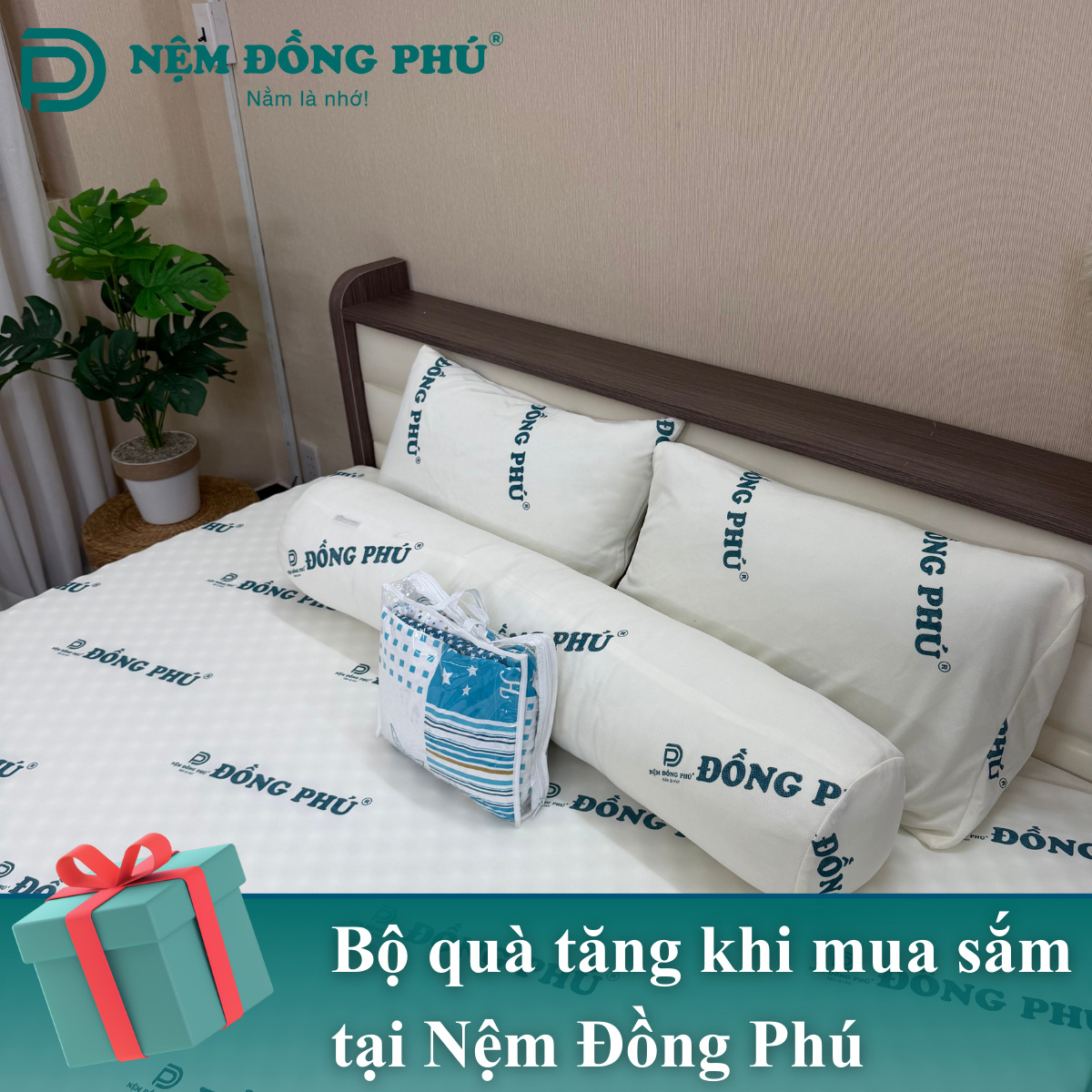 Mua đệm gấp 2 online tại website của Nệm Đồng Phú tặng bộ quà cao cấp