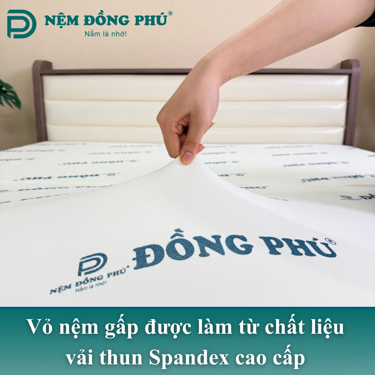 Vỏ đệm gấp làm từ vải thun Spandex, co giãn 4 chiều