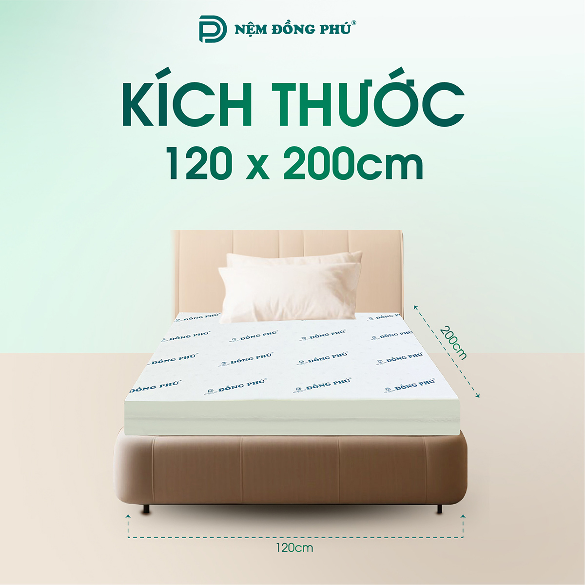 Nệm 1m2 x 2m là kích thước tiêu chuẩn được nhiều khách hàng lựa chọn