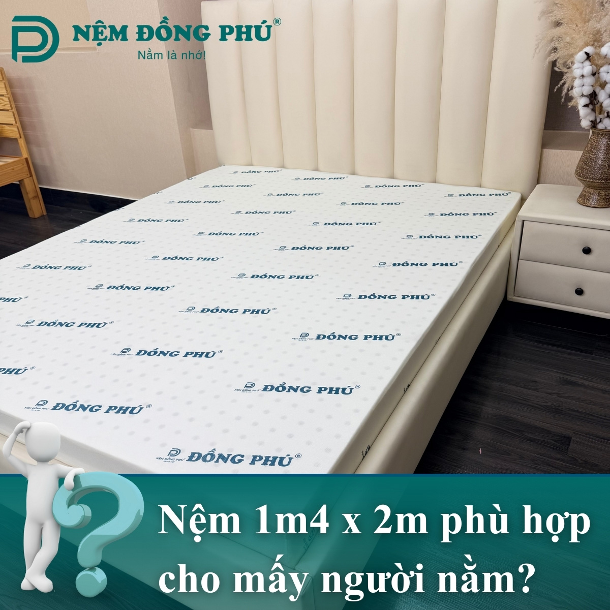 Nệm 1m4 x 2m phù hợp cho mấy người nằm