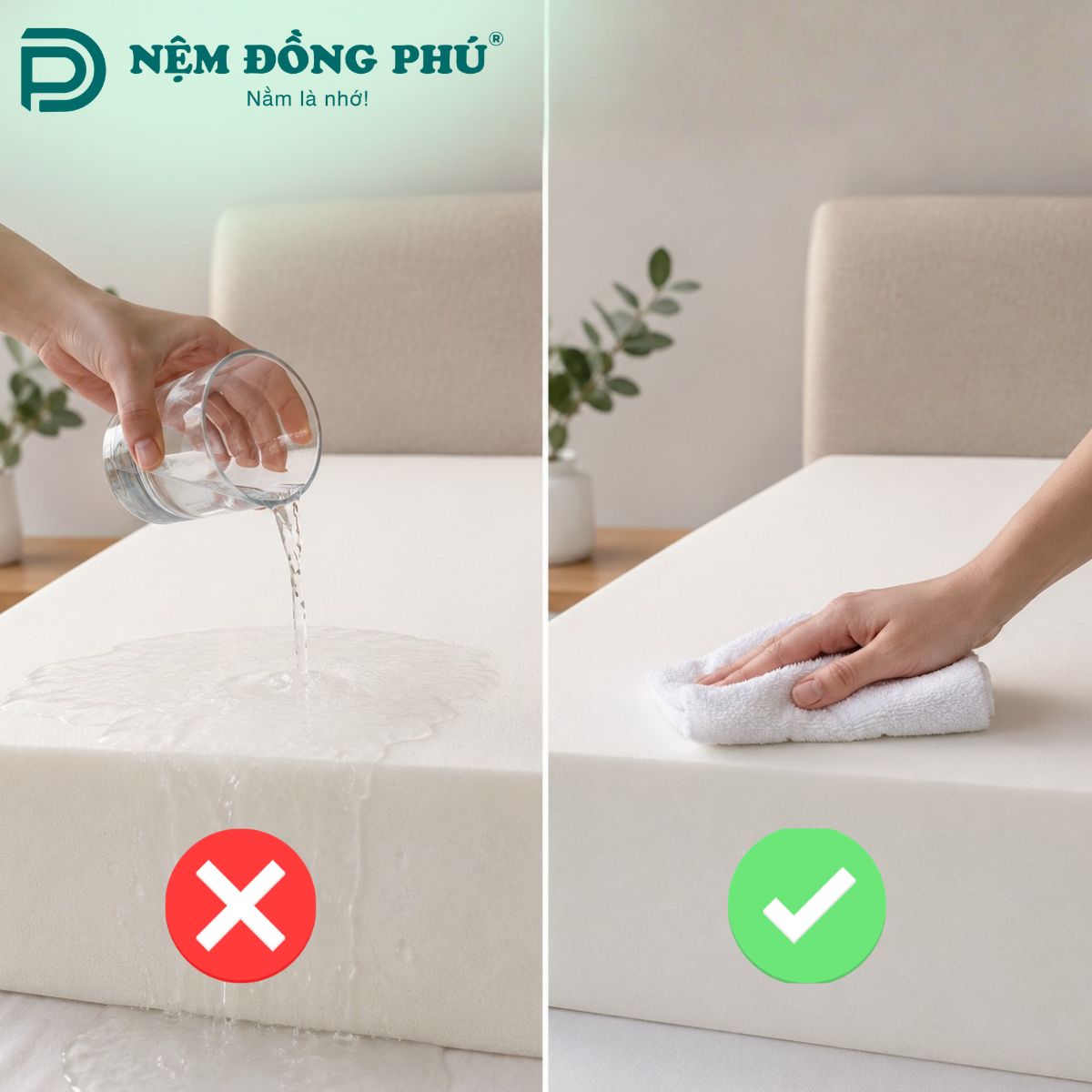 Đệm mút có giặt được không, không nên giặt ngập nước mà hãy vệ sinh đệm mút đúng cách