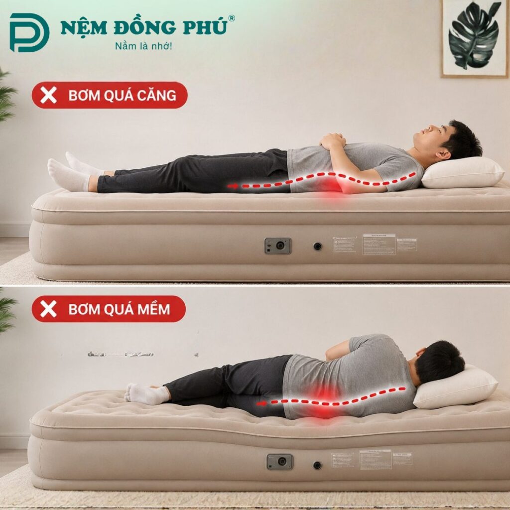 Nằm nệm hơi sai cách gây đau lưng và khó chịu