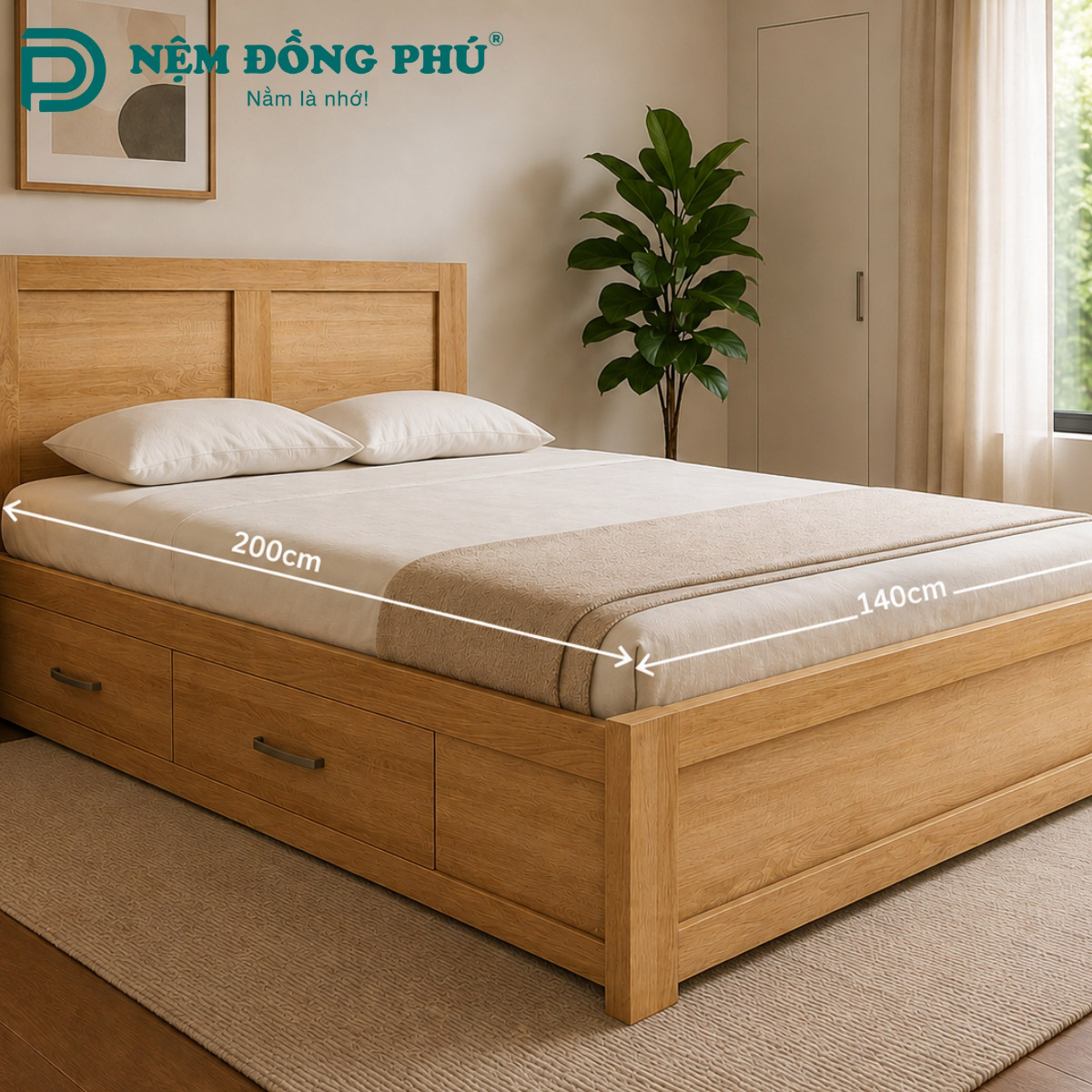 Đệm đôi kích thước 1m4 x 2m