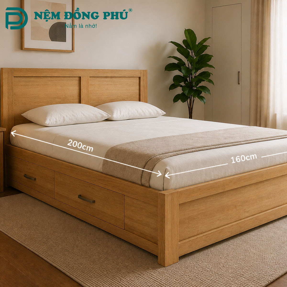 Đệm đôi kích thước 1m6 x 2m