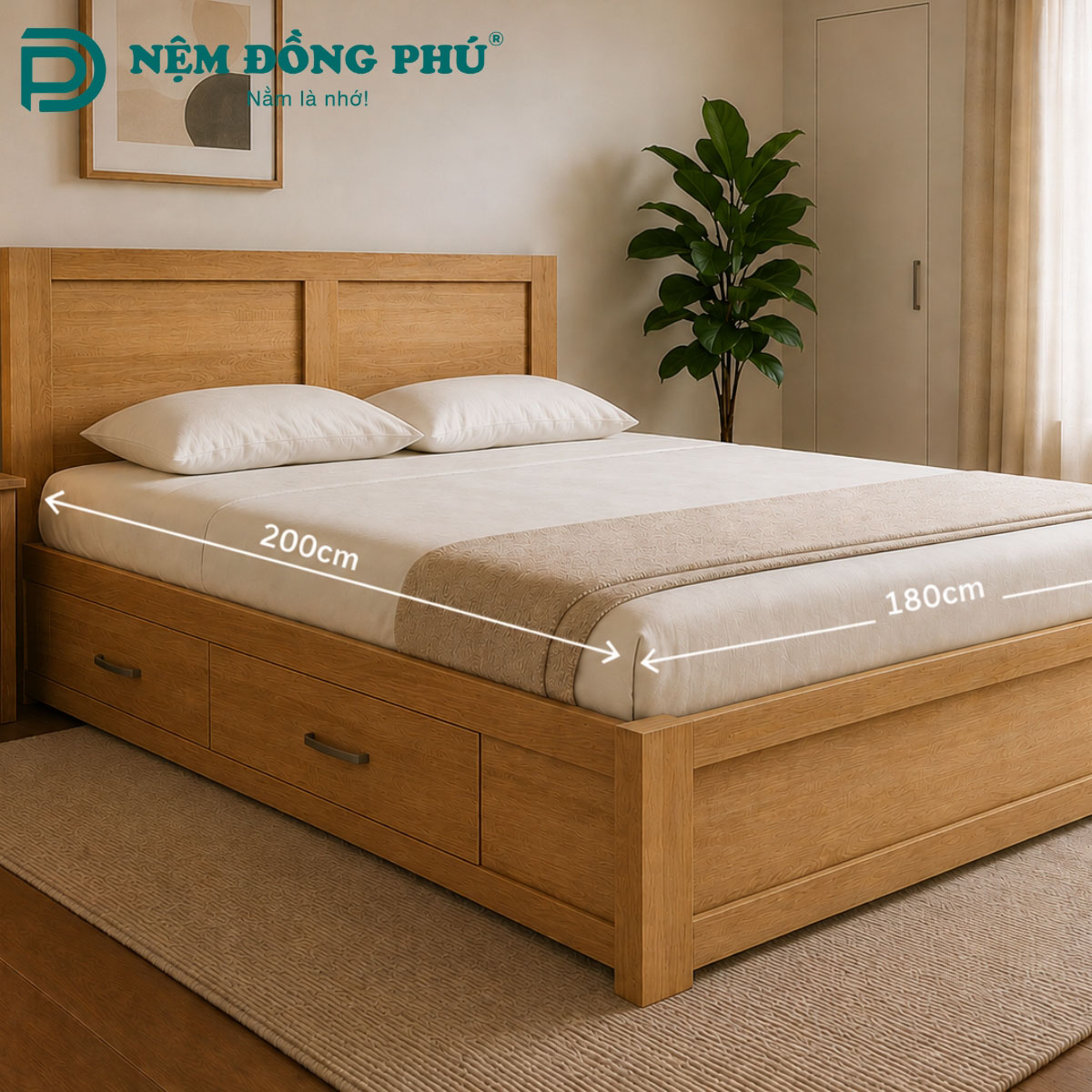 Đệm đôi kích thước 1m8 x 2m