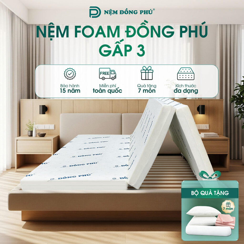Nệm Foam Đồng Phú gấp 3