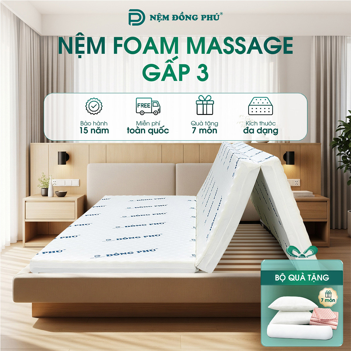 Nệm Foam Massage Đồng Phú Gấp 3