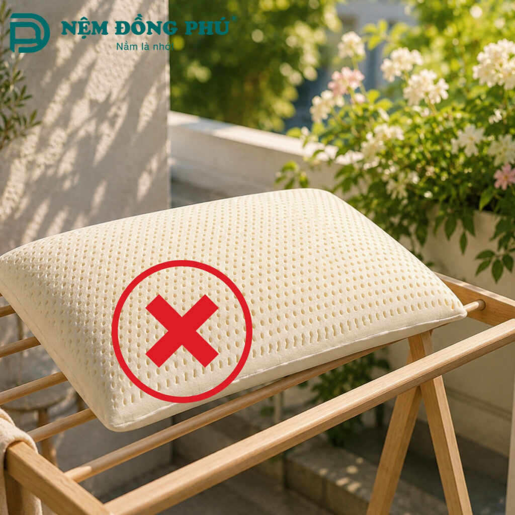 Gối cao su non có phơi nắng được không?